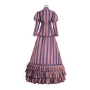 Movie Tim Burton's Corpse Bride Dress Cosplay Costume Red Striped Set - AwwwCos