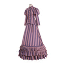 Movie Tim Burton's Corpse Bride Dress Cosplay Costume Red Striped Set - AwwwCos