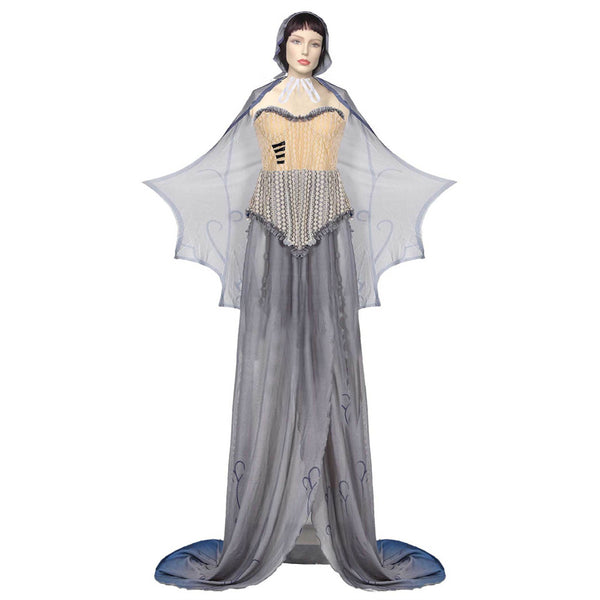 Movie Tim Burton's Corpse Bride Emelie Cosplay Costume Sexy Slit Dress - AwwwCos