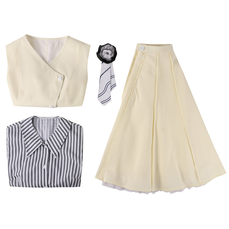 Movie Wicked Glynda Cosplay Costume Ivory Skirt Slim Waist Vest - AwwwCos