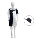Movie Terrifier Clown COS Girl Short Sleeve Black White Spliced Dress