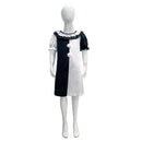 Movie Terrifier Clown COS Girl Short Sleeve Black White Spliced Dress