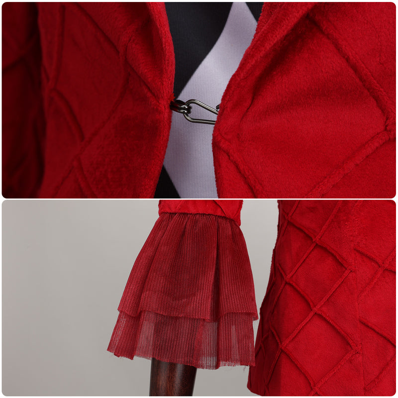 Movies Joker Harley Quinn Cosplay Costume Red Coat Plaid Vest Skirt