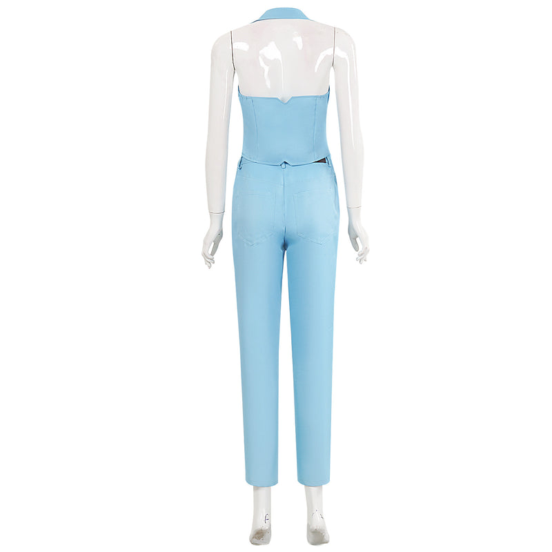 Movies MaXXXine Cosplay Costume Women Blue Suits