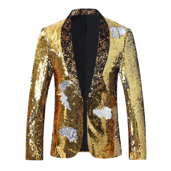 New Color Changing Men's Sequin Singer Host Stage Jacket