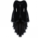 Noble Women Gothic Tailcoat Zip Up Lace Trim Flare Sleeve Victorian Jacket - AwwwCos