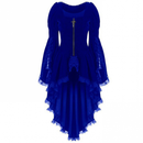 Noble Women Gothic Tailcoat Zip Up Lace Trim Flare Sleeve Victorian Jacket - AwwwCos