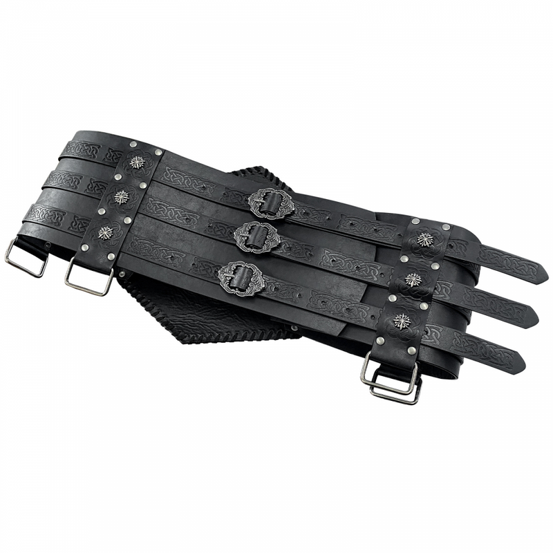 Nordic Viking Embossed Medieval Vintage Waist Seal Knight Wide Belt Cross