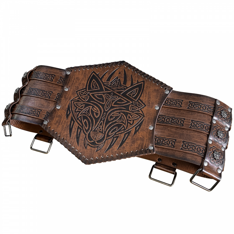 Nordic Viking Embossed Medieval Vintage Waist Seal Knight Wide Belt Cross