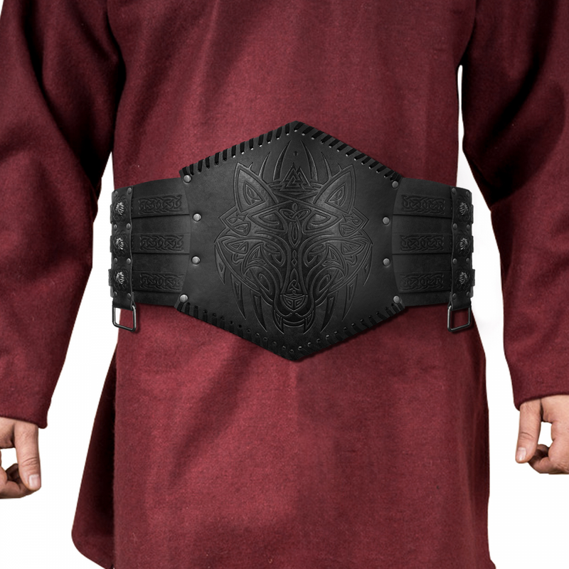 Nordic Viking Embossed Medieval Vintage Waist Seal Knight Wide Belt Cross