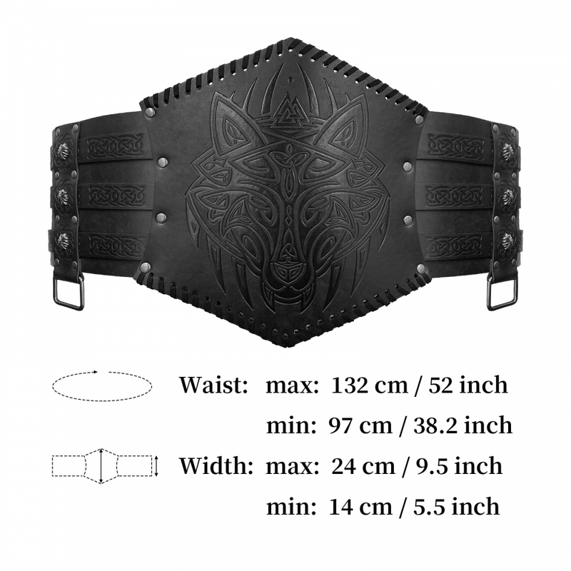 Nordic Viking Embossed Medieval Vintage Waist Seal Knight Wide Belt Cross