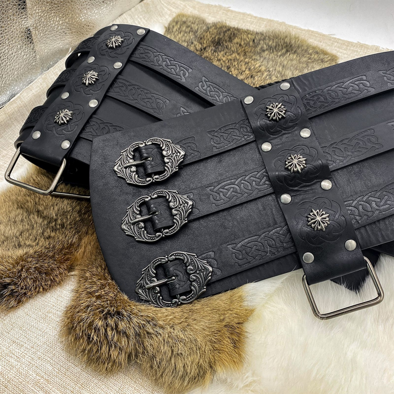 Nordic Viking Embossed Medieval Vintage Waist Seal Knight Wide Belt Cross