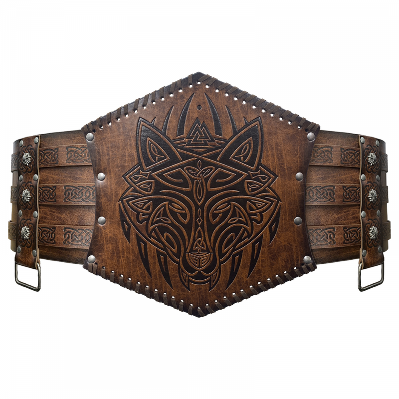 Nordic Viking Embossed Medieval Vintage Waist Seal Knight Wide Belt Cross