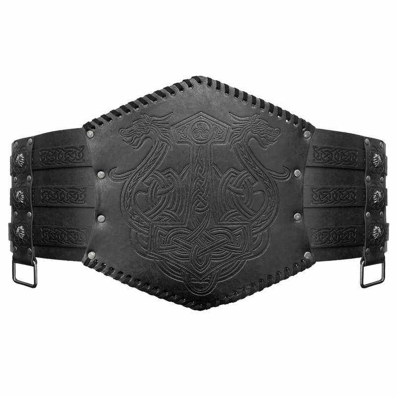Nordic Viking Embossed Medieval Vintage Waist Seal Knight Wide Belt Cross