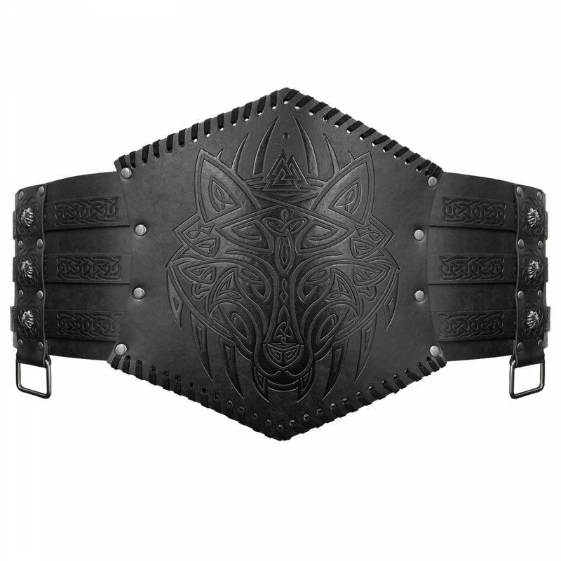 Nordic Viking Embossed Medieval Vintage Waist Seal Knight Wide Belt Cross