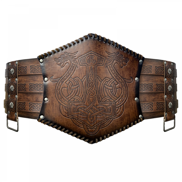 Nordic Viking Embossed Medieval Vintage Waist Seal Knight Wide Belt Cross