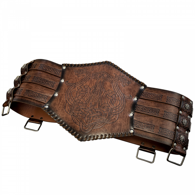 Nordic Viking Embossed Medieval Vintage Waist Seal Knight Wide Belt Cross