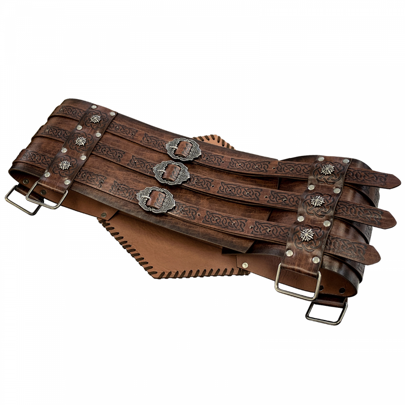 Nordic Viking Embossed Medieval Vintage Waist Seal Knight Wide Belt Cross