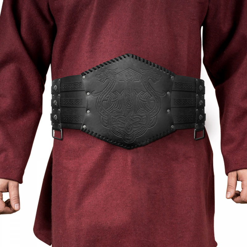Nordic Viking Embossed Medieval Vintage Waist Seal Knight Wide Belt Cross
