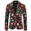 One Button Men Christmas Suit Jacket Blazer Xmas Santa Party Coat - AwwwCos