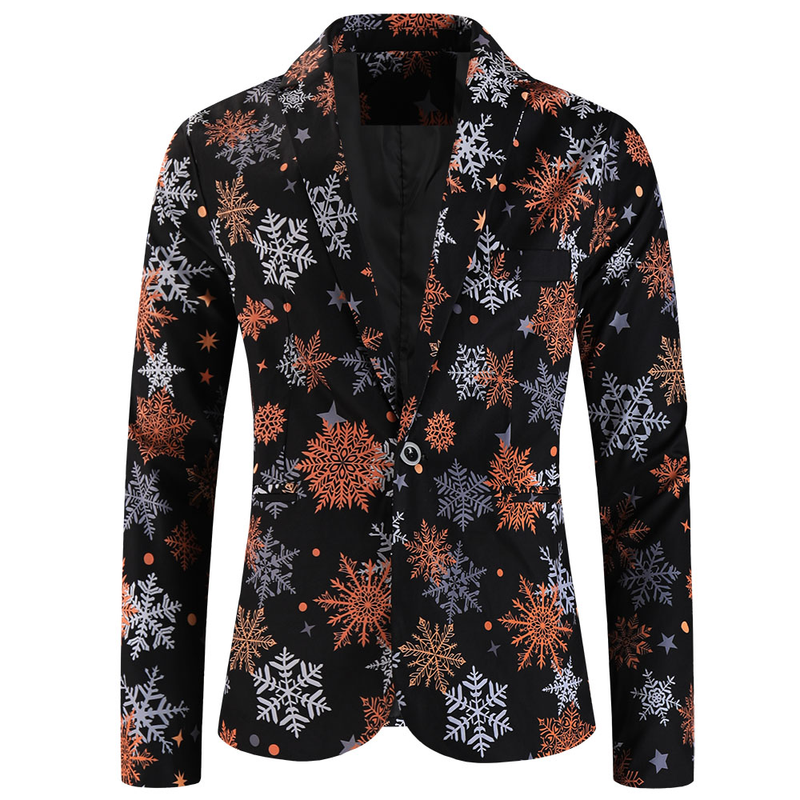 One Button Men Christmas Suit Jacket Blazer Xmas Santa Party Coat - AwwwCos