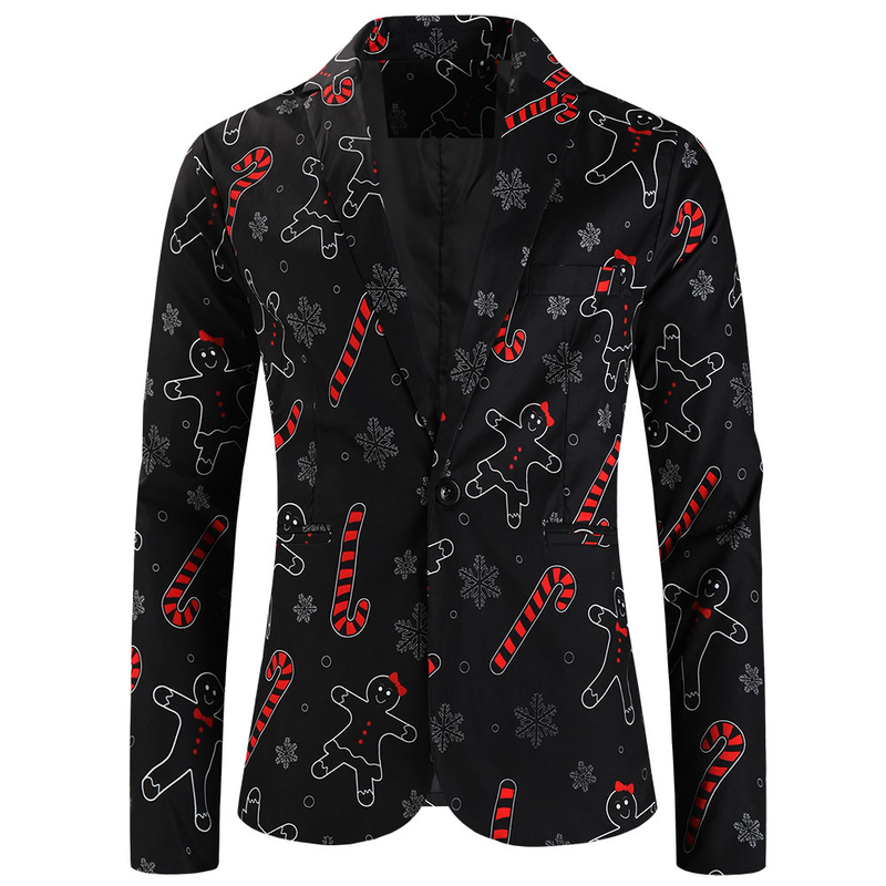 One Button Men Christmas Suit Jacket Blazer Xmas Santa Party Coat - AwwwCos