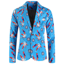 One Button Men Christmas Suit Jacket Blazer Xmas Santa Party Coat - AwwwCos
