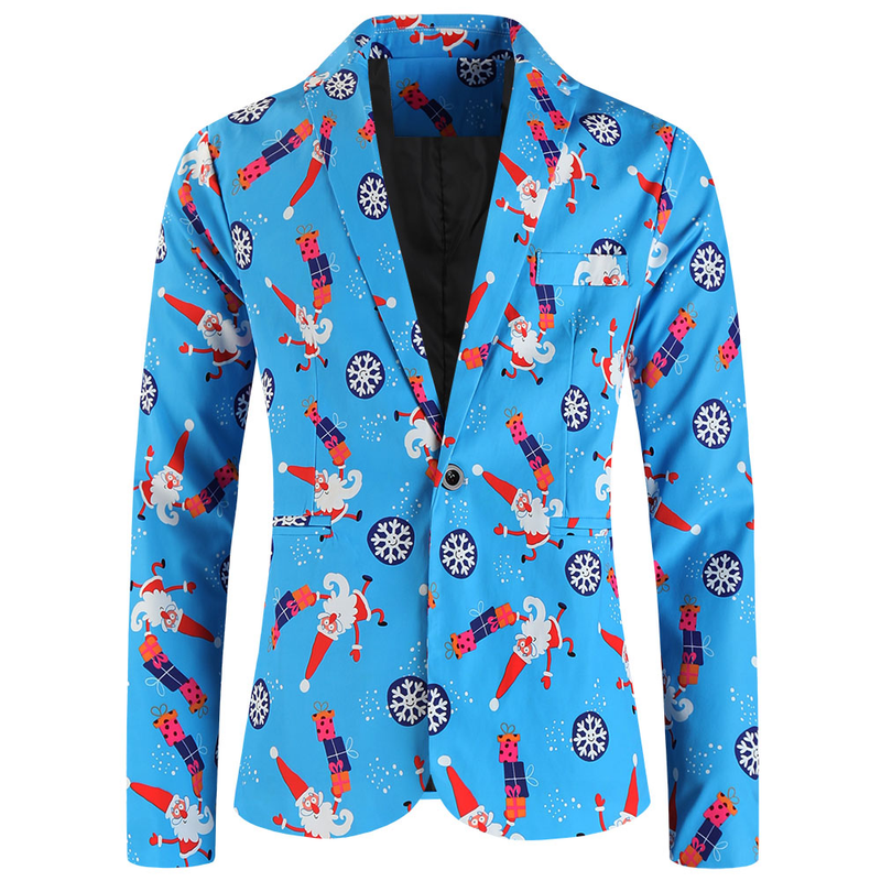 One Button Men Christmas Suit Jacket Blazer Xmas Santa Party Coat - AwwwCos
