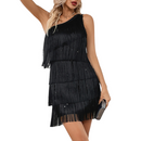 One Shoulder Mini Gown with Fringe Bodycon Party Formal Prom Dress - AwwwCos