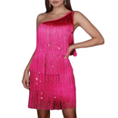 One Shoulder Mini Gown with Fringe Bodycon Party Formal Prom Dress - AwwwCos
