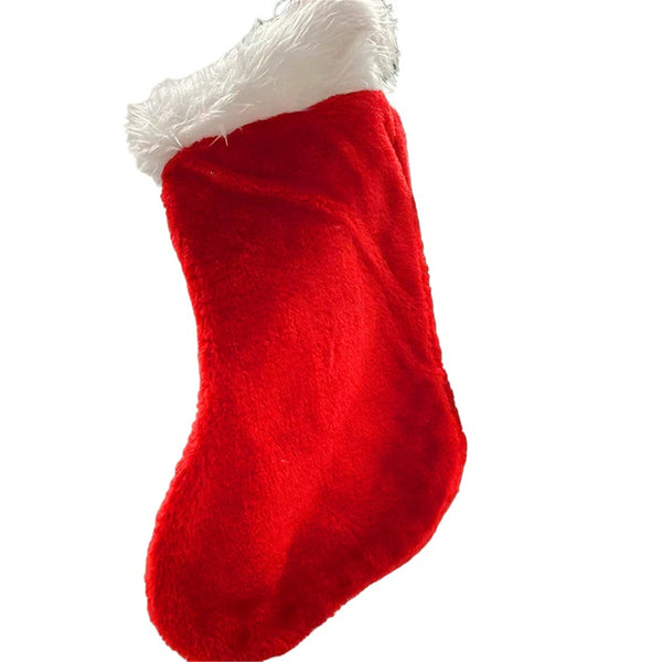 Party Christmas Red Stocking With White Fold Over Plush Cuff Bag - AwwwCos