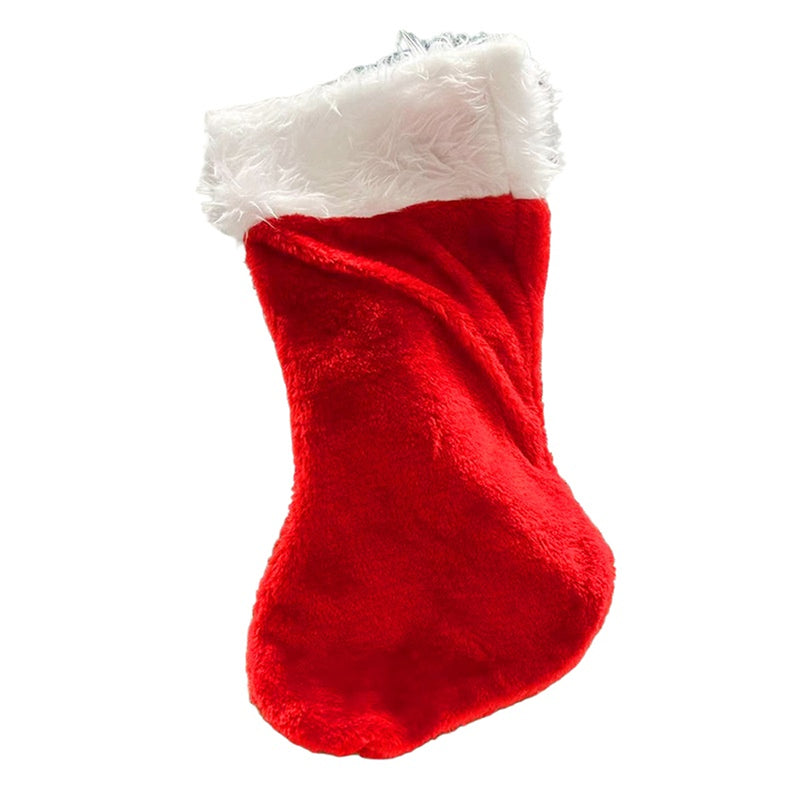 Party Christmas Red Stocking With White Fold Over Plush Cuff Bag - AwwwCos