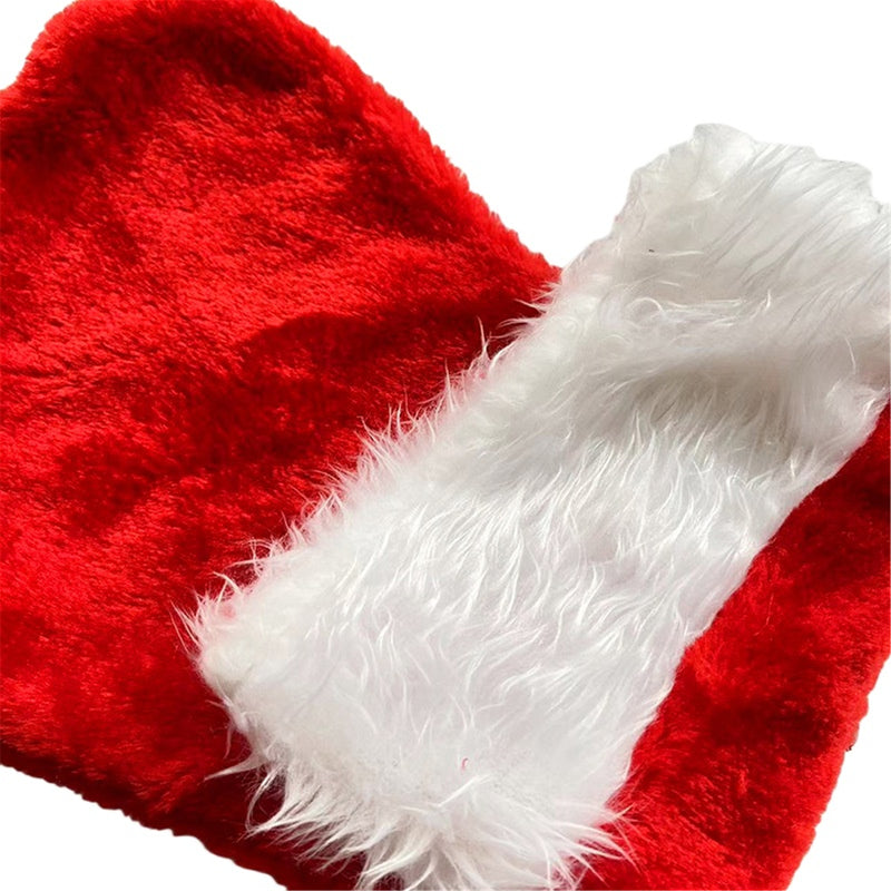 Party Christmas Red Stocking With White Fold Over Plush Cuff Bag - AwwwCos