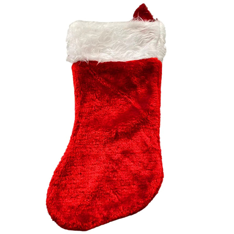 Party Christmas Red Stocking With White Fold Over Plush Cuff Bag - AwwwCos