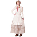 Pioneer Civil War Prairie Colonial Cosplay Costume Maid White Apron Floral Dress