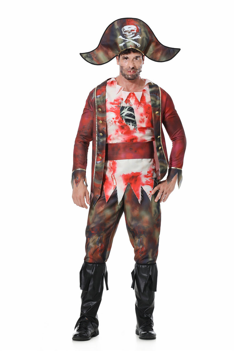 Pirate Cosplay Buccaneer Headpiece Pants Jacket Hat Belt Foot Cover