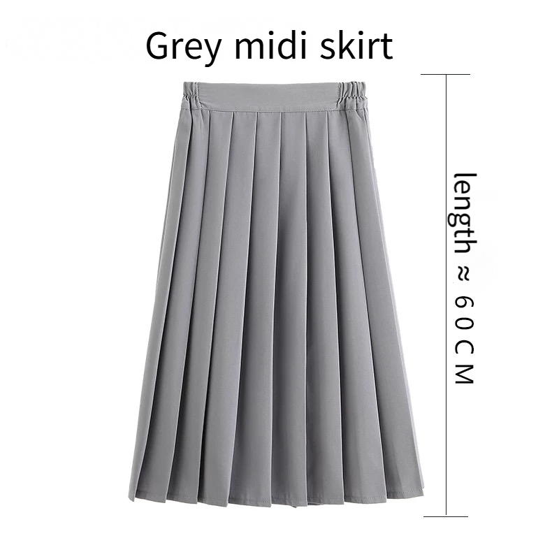 Plus Size 3 Kinds Length Short Mid-length JK Uniform Pleated Skirt
