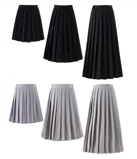 Plus Size 3 Kinds Length Short Mid-length JK Uniform Pleated Skirt