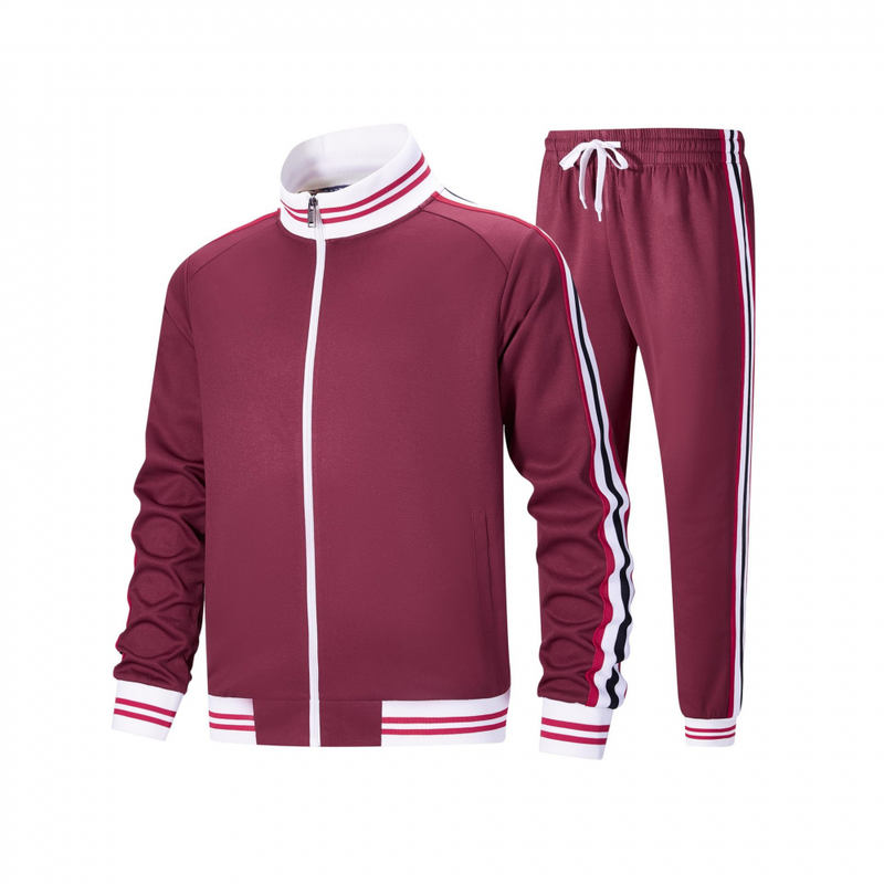Plus Size Men Track suits Long Sleeve Full-zip Sweatsuit Coat Pants