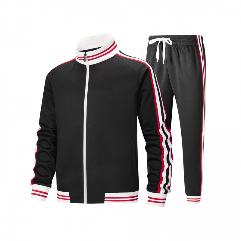 Plus Size Men Track suits Long Sleeve Full-zip Sweatsuit Coat Pants