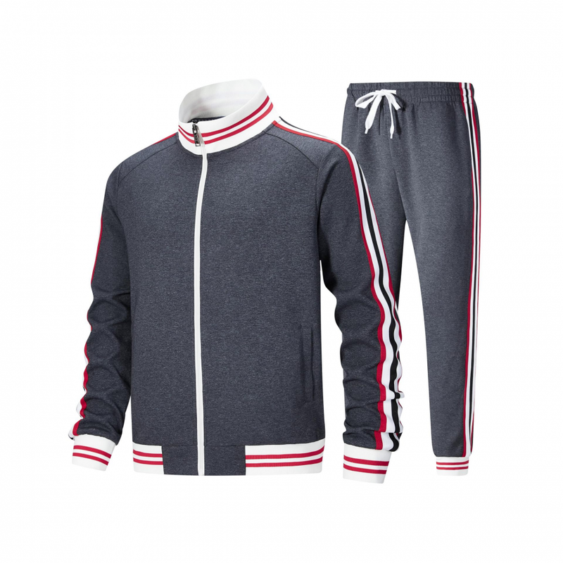 Plus Size Men Track suits Long Sleeve Full-zip Sweatsuit Coat Pants