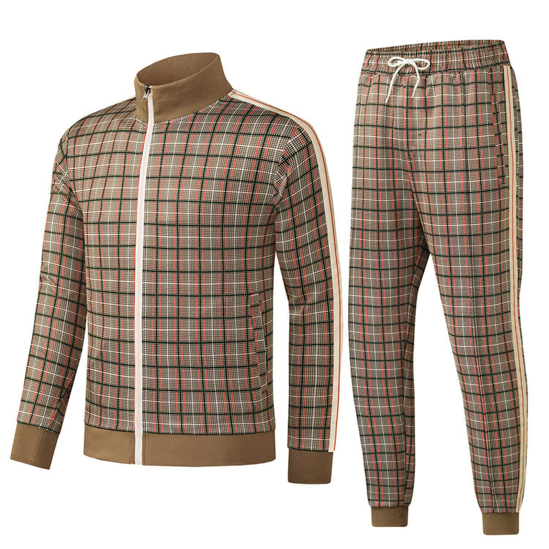Plus Size Men Track suits Long Sleeve Full-zip Sweatsuit Coat Pants