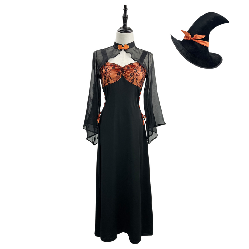 Plus Size Women Halloween Chinese Style Cheongsam Witch Cosplay Costume Hat - AwwwCos