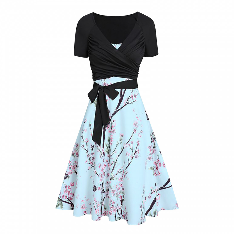 Plus Size Women Two Pieces Crop Top Set Floral  Ruffles Butterfly Cami Dress - AwwwCos