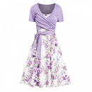 Plus Size Women Two Pieces Crop Top Set Floral  Ruffles Butterfly Cami Dress - AwwwCos