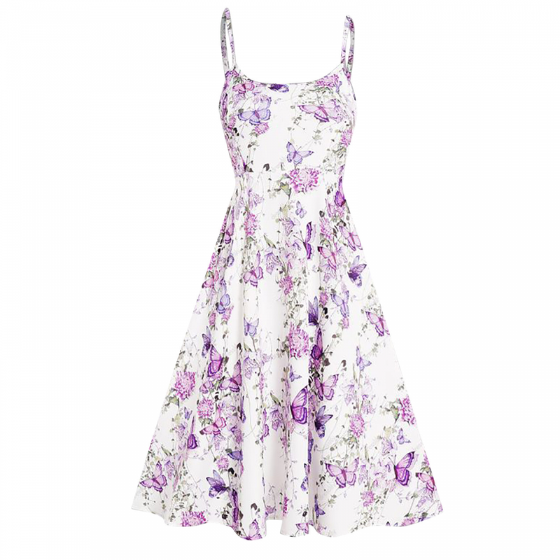 Plus Size Women Two Pieces Crop Top Set Floral  Ruffles Butterfly Cami Dress - AwwwCos