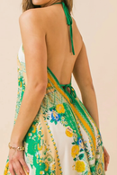 Plus Size V Neck Sling Printed Fairy Style Long Elegant Dress - AwwwCos