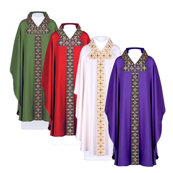 Priest Celebrant V Neck Catholic Church Father Mass Vestments Robe