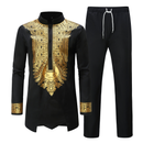Prince Gold Stamping Printed British Men African Phoenix Suit - AwwwCos