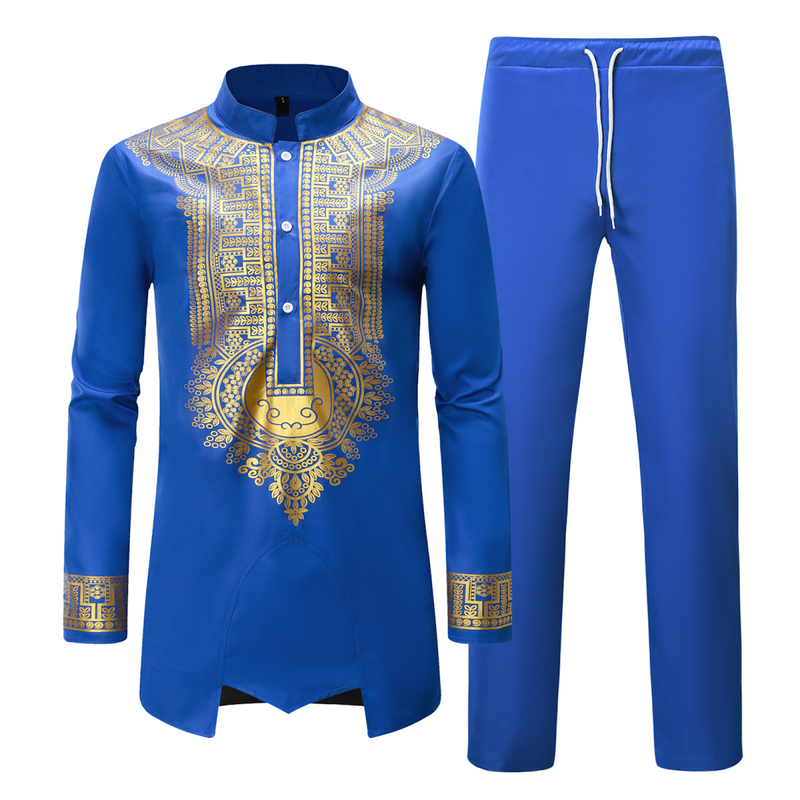 Prince Gold Stamping Printed British Men African Phoenix Suit - AwwwCos